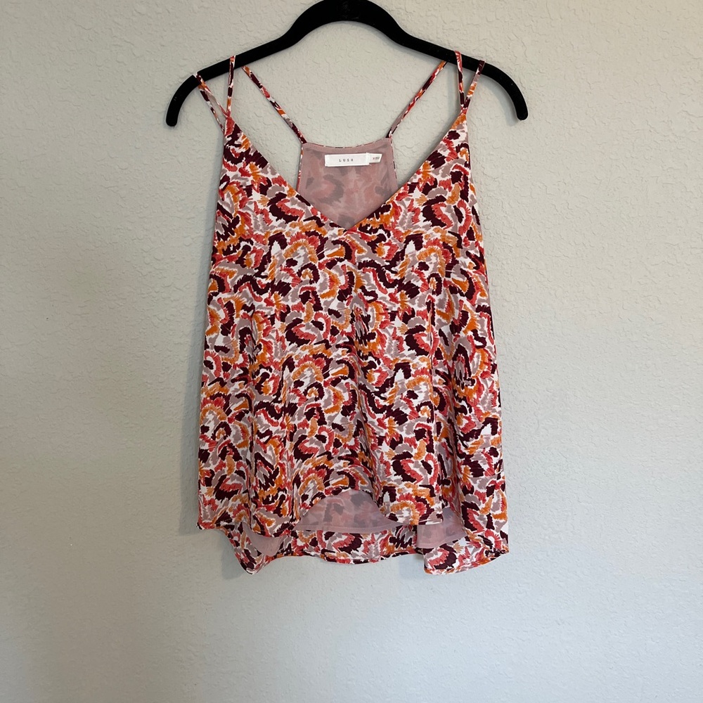 Lush Tank Top Size Medium Brown and Coral